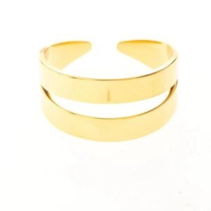 anillo de acero inoxidable chapado en oro 14k