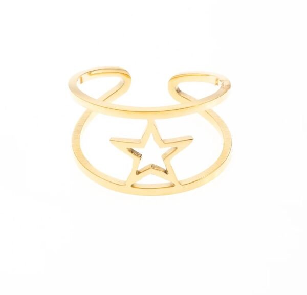 Anillo de acero inoxidable chapado en oro 14 k