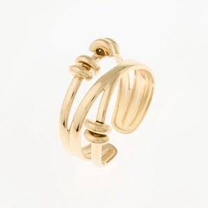 Anillo de estrella de acero inoxidable chapado en oro 14 k