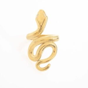 Anillo de acero inoxidable chapado en oro 14 k