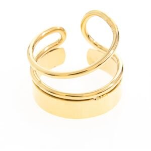 Anillo de acero inoxidable chapado en oro 14 k