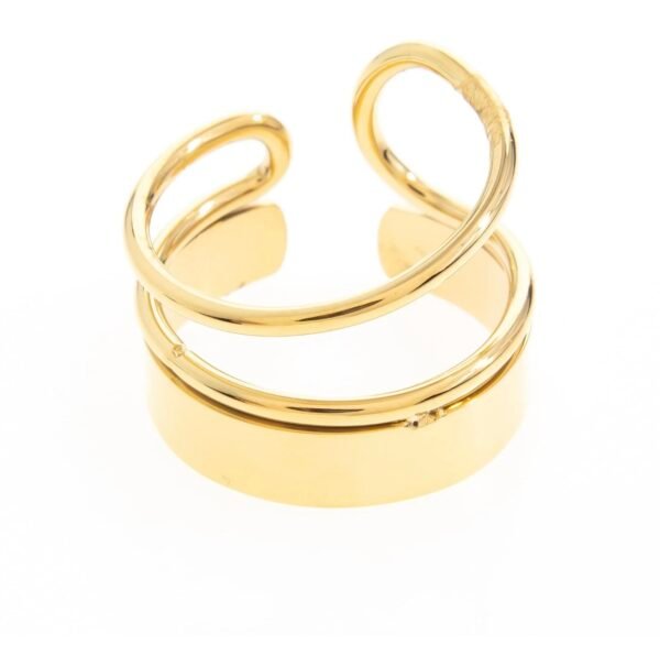 Anillo de acero inoxidable chapado en oro 14 k