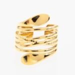 Anillo de acero inoxidable chapado en oro 14 k