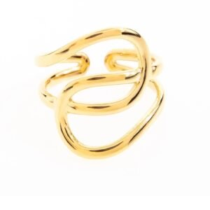 Anillo de acero inoxidable chapado en oro 14 k