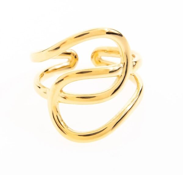 Anillo de acero inoxidable chapado en oro 14 k