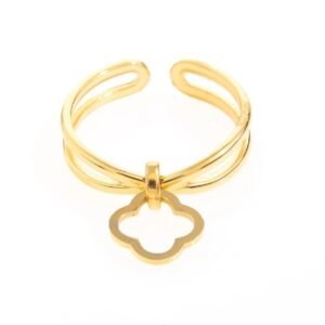 Anillo abierto de acero inoxidable chapado en oro 14 k