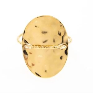 anillo abierto de acero inoxidable chapado en oro 14k