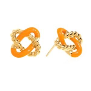 pendientes de acero inoxidable chapados en oro 14k