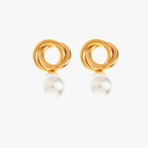 Pendientes de acero inoxidable chapado en oro 14k