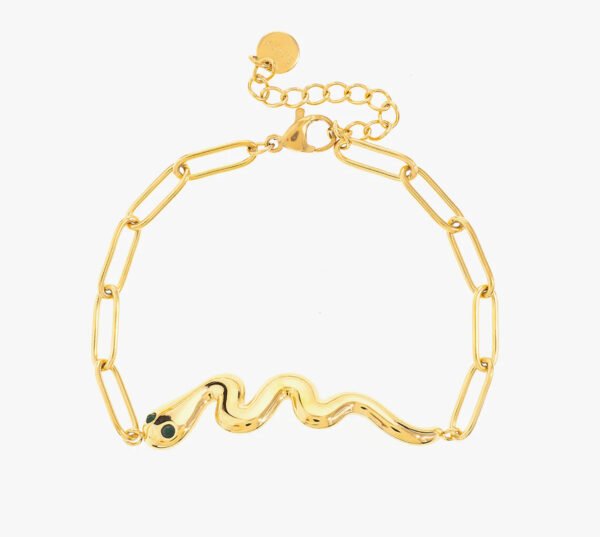 pulsera con corazon de acero inoxidable chapada en oro 14k