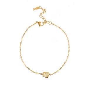 Pulsera de acero inoxidable chapada en oro 14k signo zodiacal