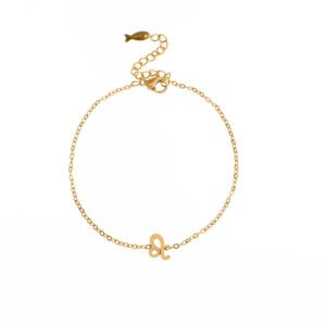 Pulsera de acero inoxidable chapada en oro 14k signo zodiacal