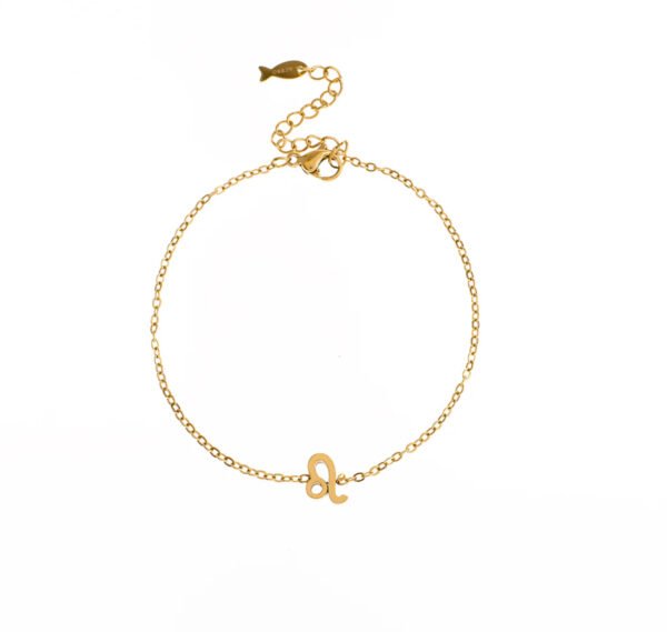 Pulsera de acero inoxidable chapada en oro 14k signo zodiacal