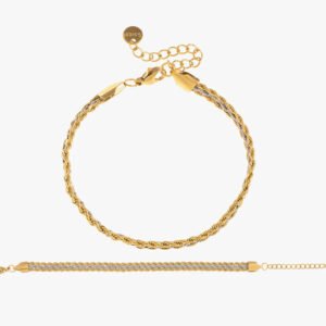 pulsera de acero inoxidable chapada en oro 14k