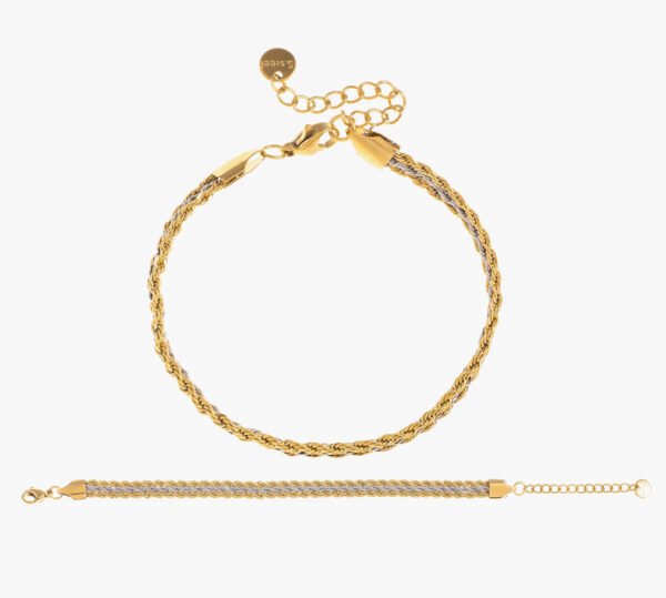 pulsera de acero inoxidable chapada en oro 14k