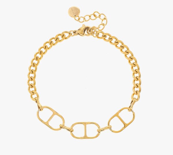 pulsera de acero inoxidable chapada en oro 14k